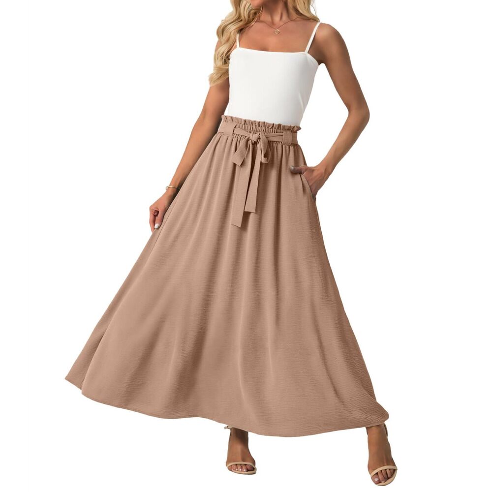 8967 Casual Skirts Summer High Waisted Flowy Maxi Skirts Trendy Cute Skirts